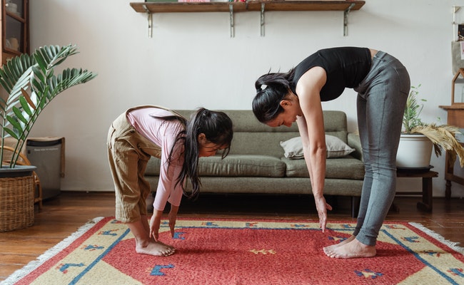 yoga on carpet